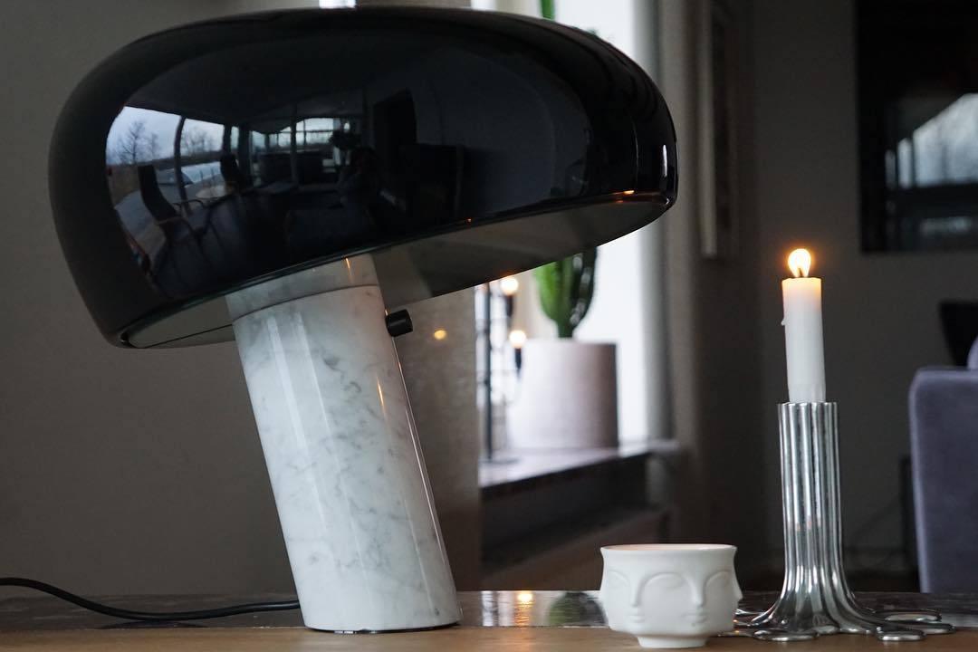 Iole - Carrara Marble and Glazed Metal Table Lamp
