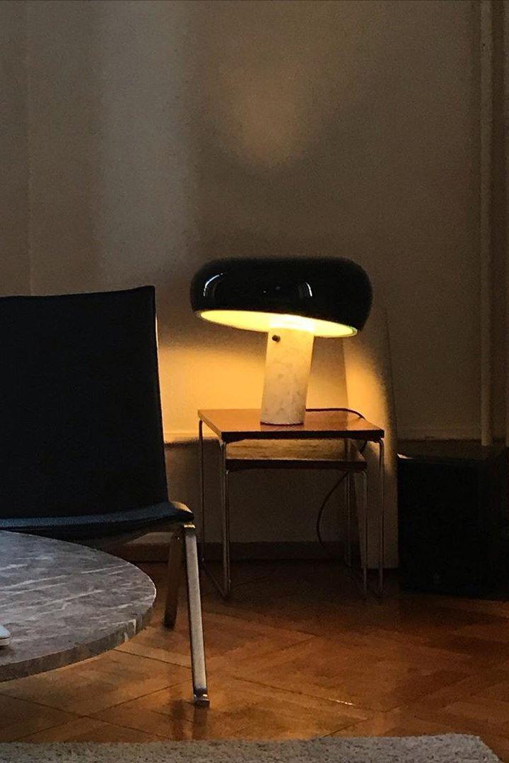 Iole - Carrara Marble and Glazed Metal Table Lamp