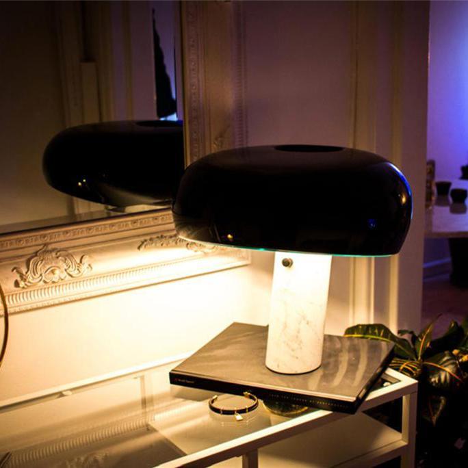 Iole - Carrara Marble and Glazed Metal Table Lamp