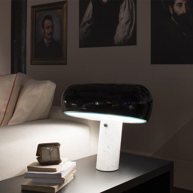 Iole - Carrara Marble and Glazed Metal Table Lamp
