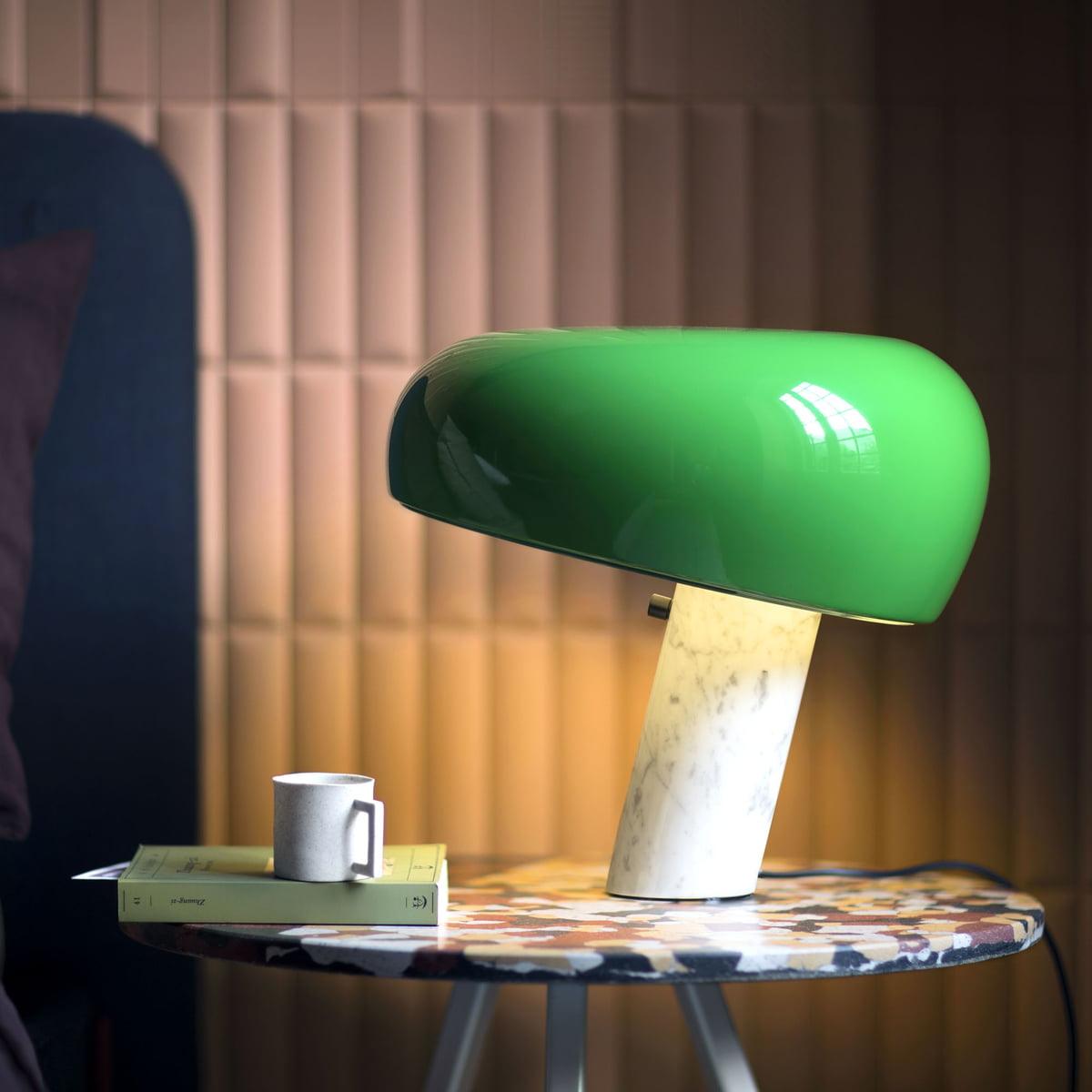 Iole - Carrara Marble and Glazed Metal Table Lamp