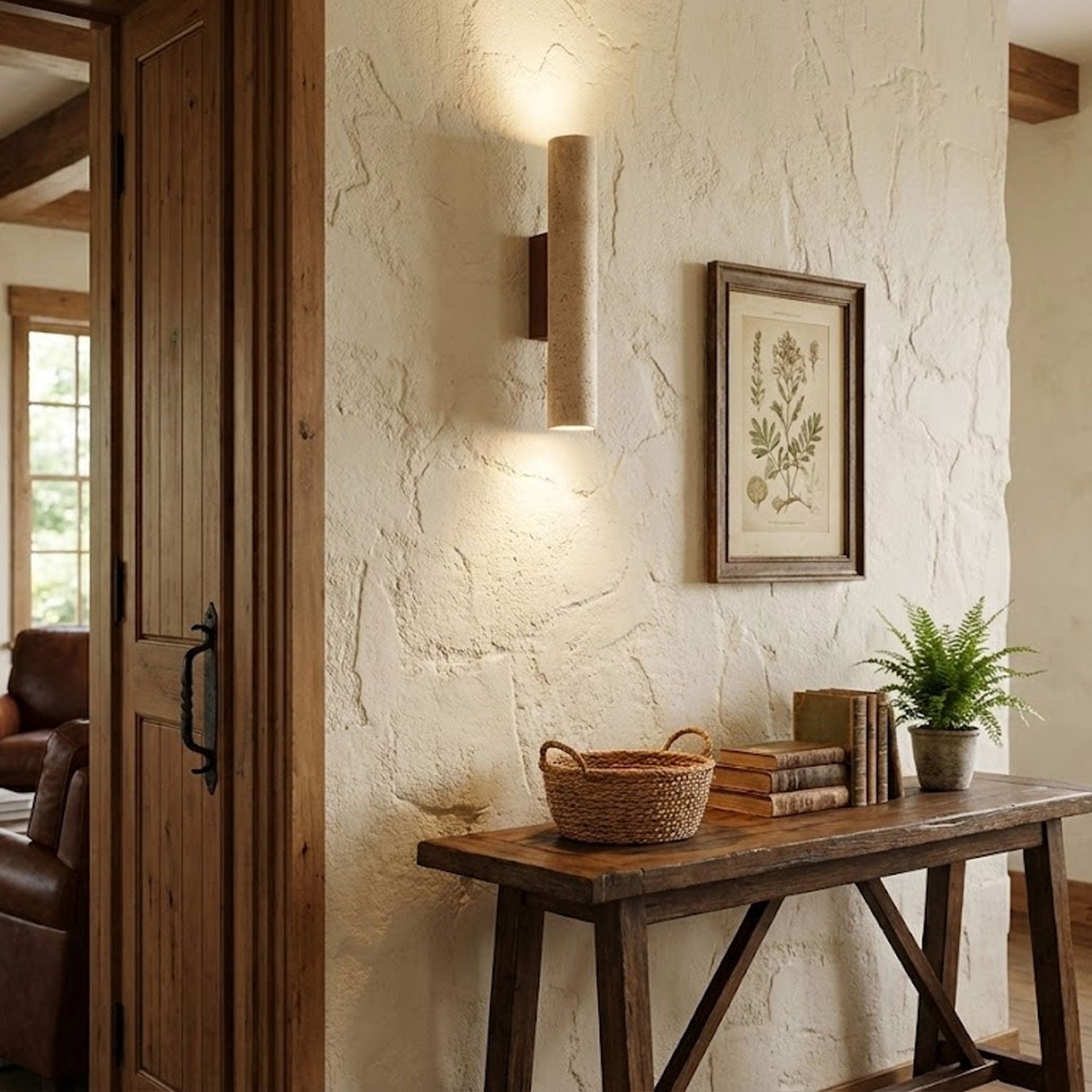 Hyperion - Yellow Travertine Column Wall Light