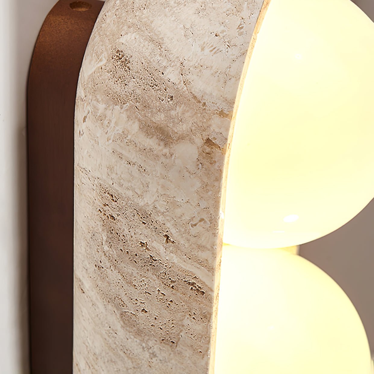 Amphion - Travertine and Wood Trio Wall Sconce