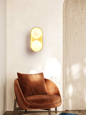 Amphion - Travertine and Wood Trio Wall Sconce