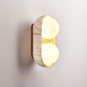 Amphion - Travertine and Wood Trio Wall Sconce