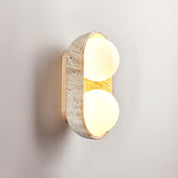 Amphion - Travertine and Wood Trio Wall Sconce
