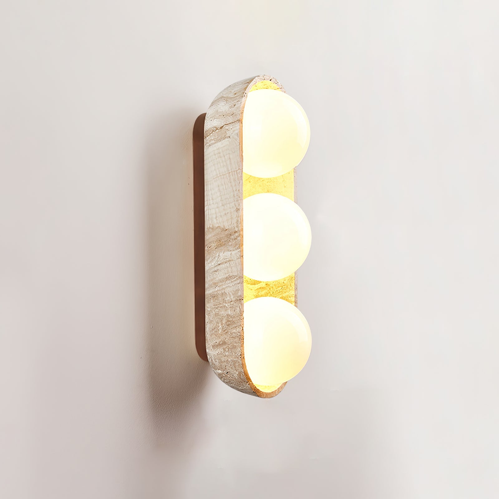 Amphion - Travertine and Wood Trio Wall Sconce