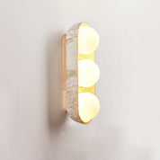 Amphion - Travertine and Wood Trio Wall Sconce