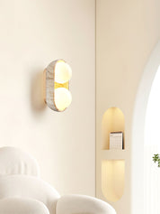Amphion - Travertine and Wood Trio Wall Sconce