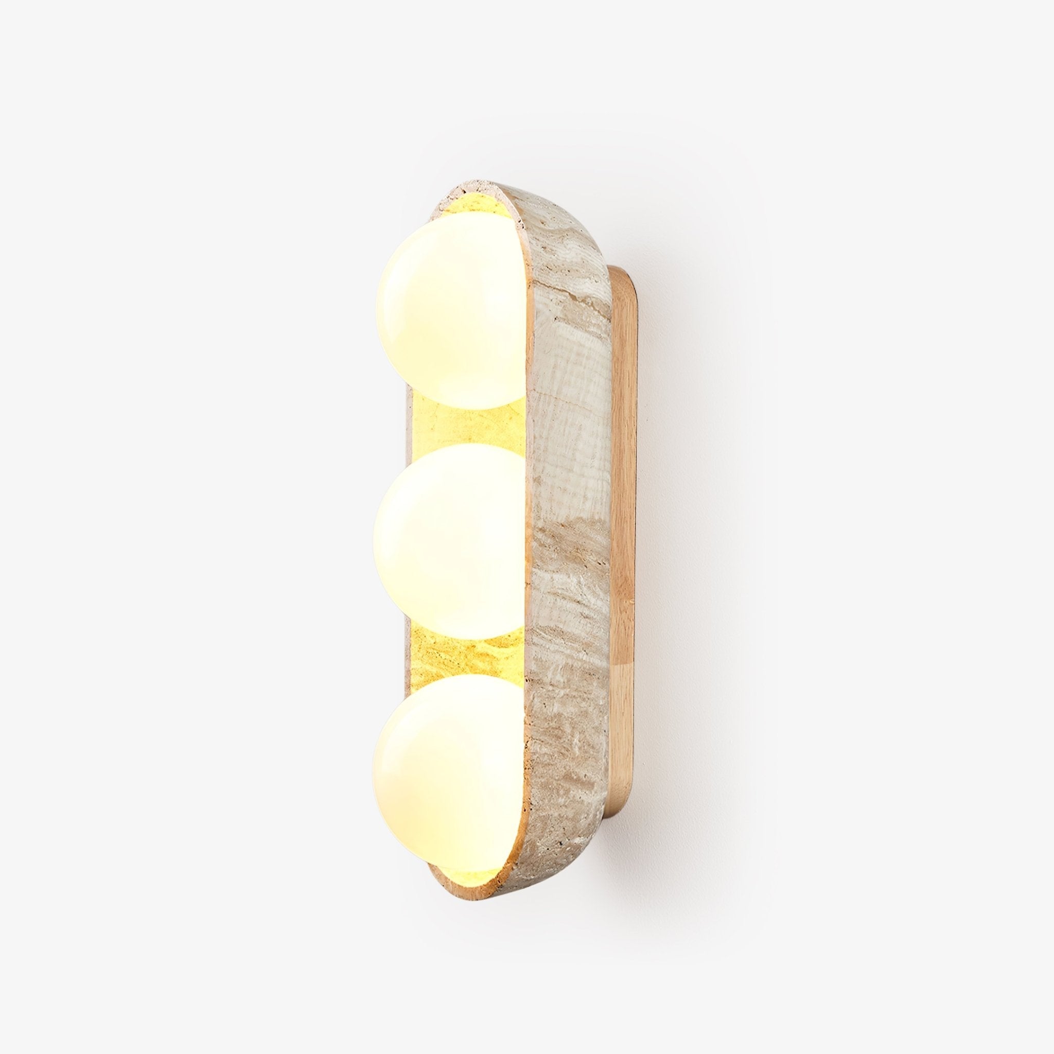 Amphion - Travertine and Wood Trio Wall Sconce