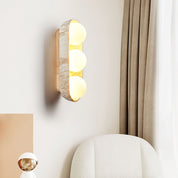 Amphion - Travertine and Wood Trio Wall Sconce