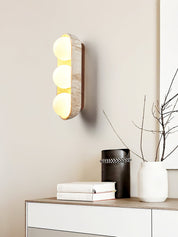 Amphion - Travertine and Wood Trio Wall Sconce