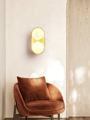 Amphion - Travertine and Wood Trio Wall Sconce