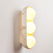 Amphion - Travertine and Wood Trio Wall Sconce