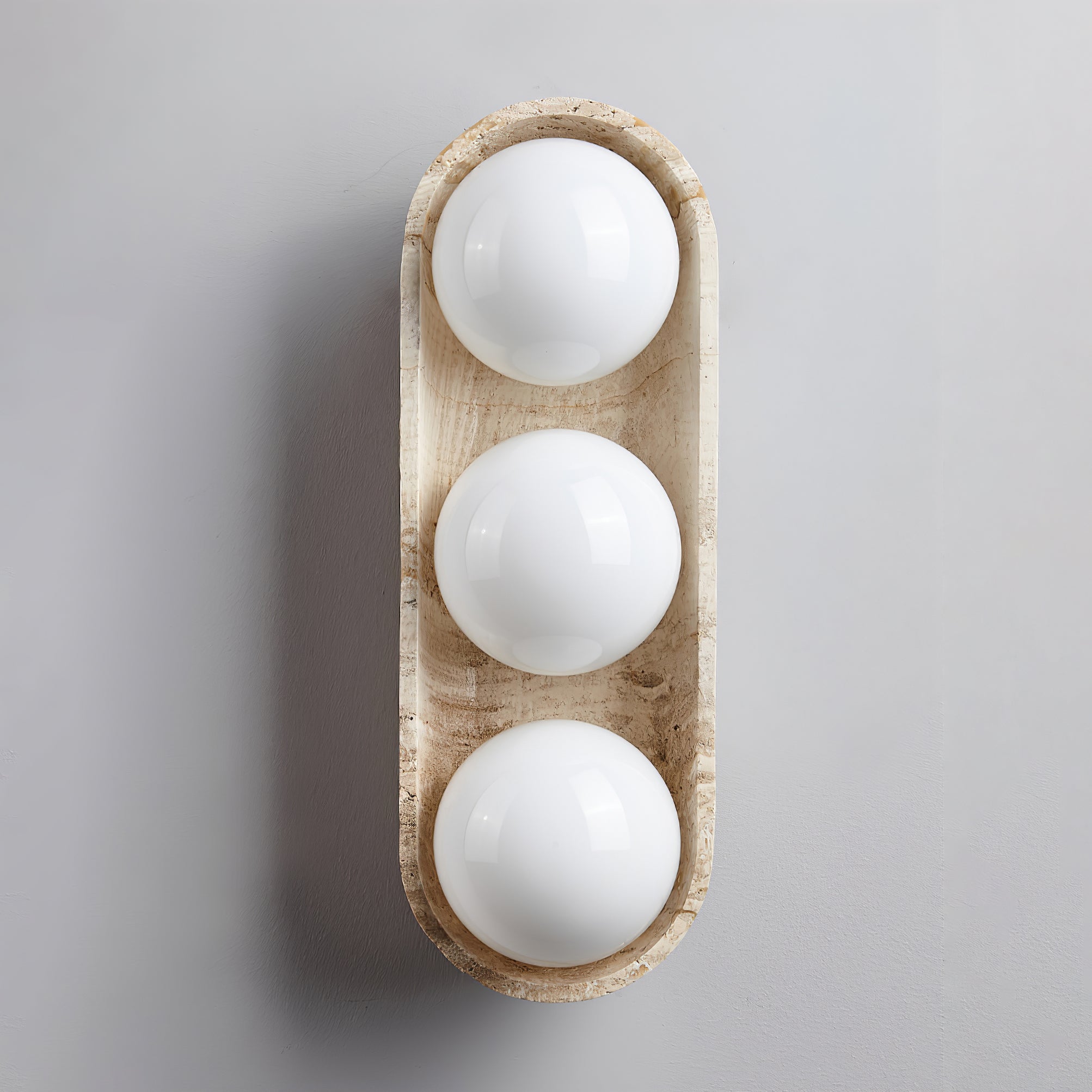 Amphion - Travertine and Wood Trio Wall Sconce