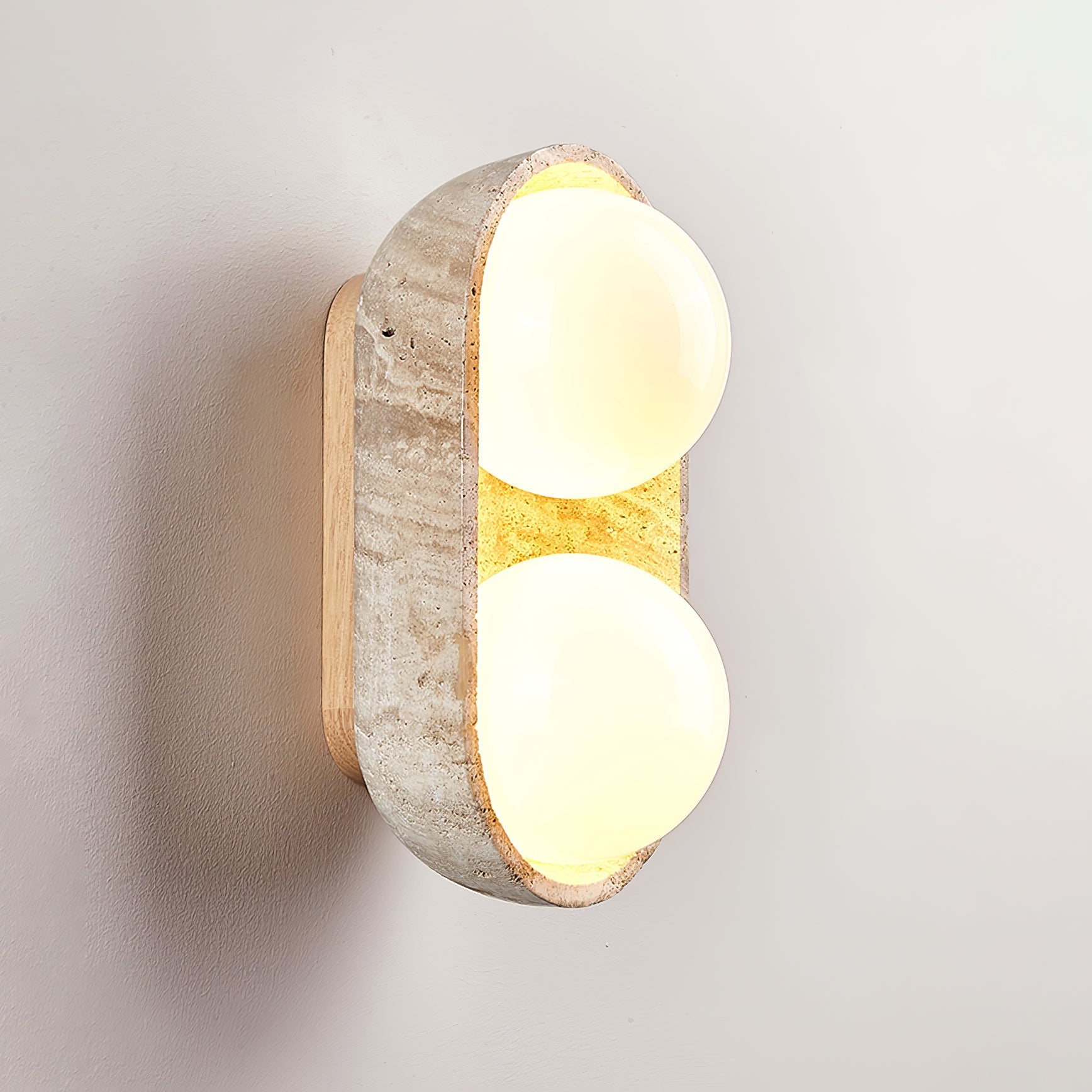 Amphion - Travertine and Wood Trio Wall Sconce