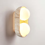 Amphion - Travertine and Wood Trio Wall Sconce
