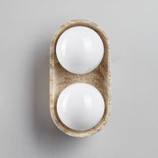 Amphion - Travertine and Wood Trio Wall Sconce
