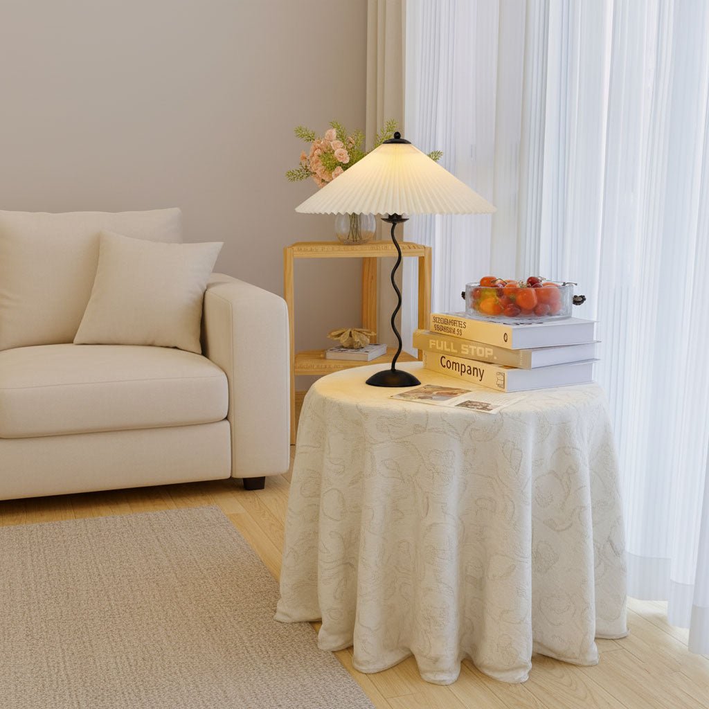 Oreithyia - Wavy Stem Pleated Shade Table Lamp