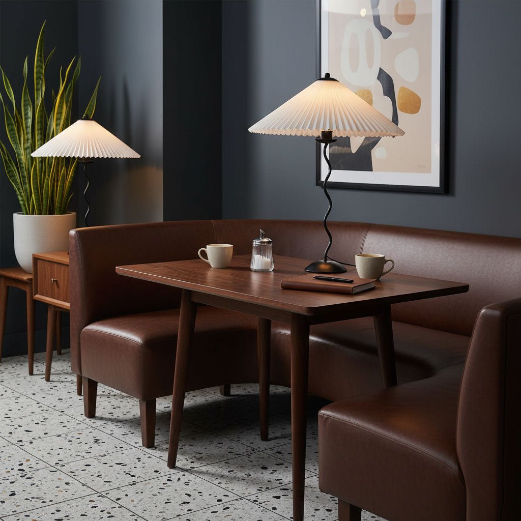 Oreithyia - Wavy Stem Pleated Shade Table Lamp