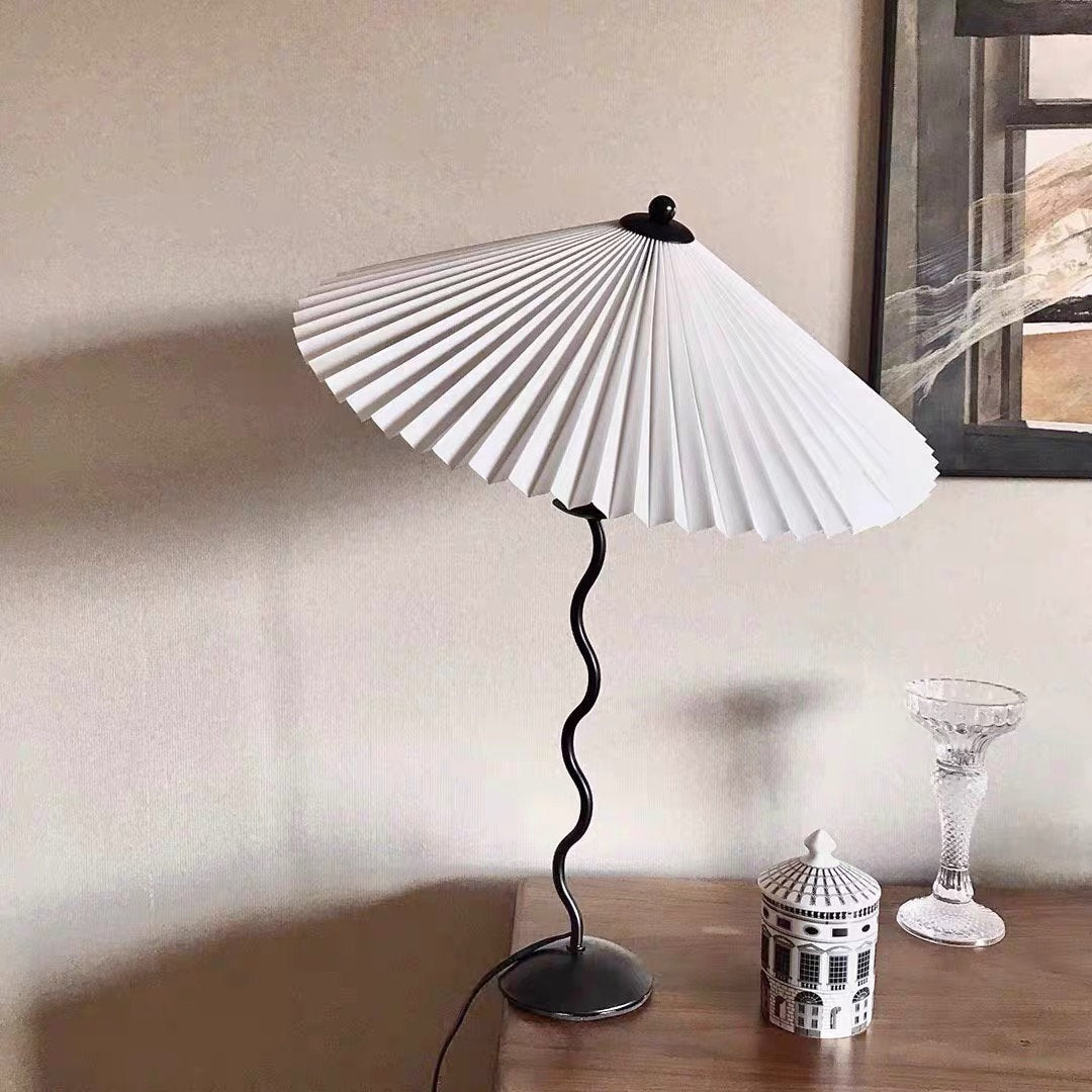 Oreithyia - Wavy Stem Pleated Shade Table Lamp