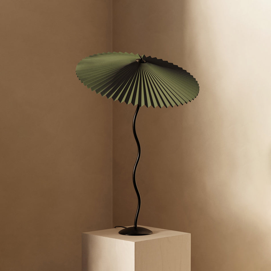 Oreithyia - Wavy Stem Pleated Shade Table Lamp