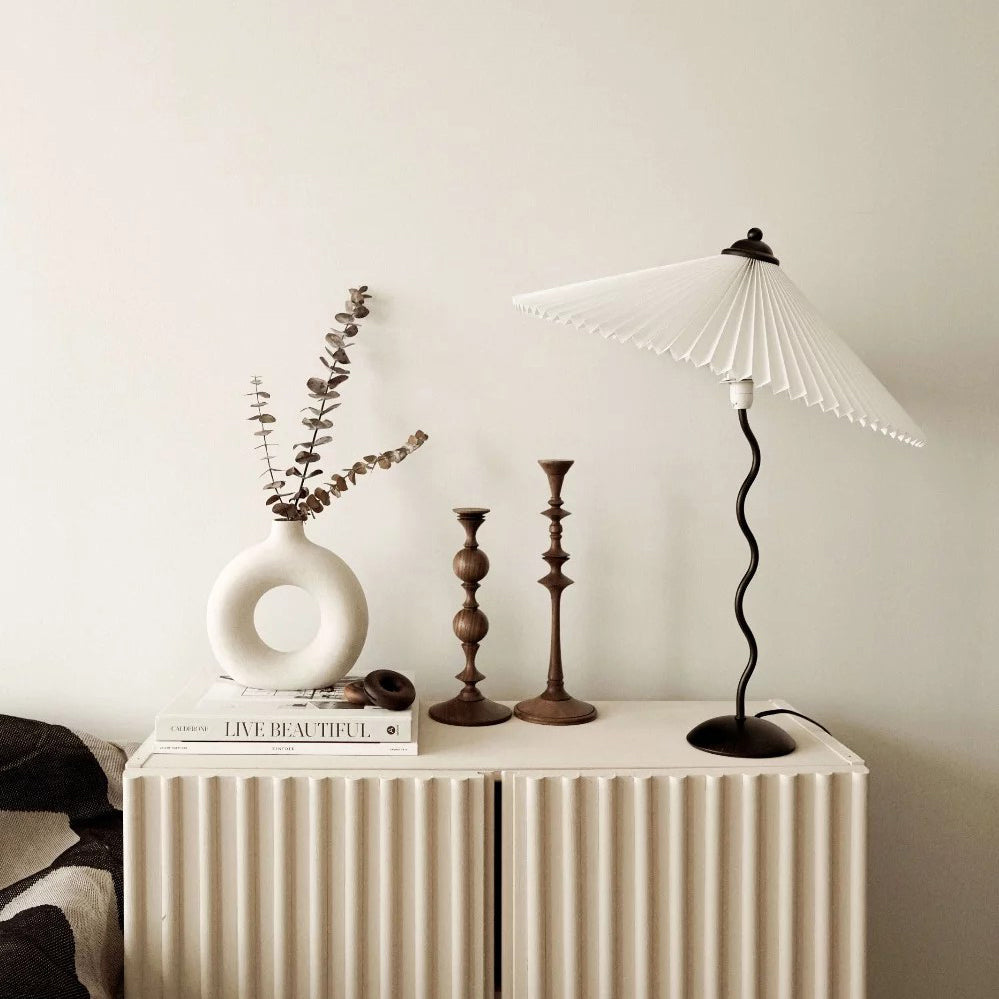 Oreithyia - Wavy Stem Pleated Shade Table Lamp