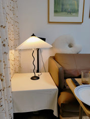 Oreithyia - Wavy Stem Pleated Shade Table Lamp