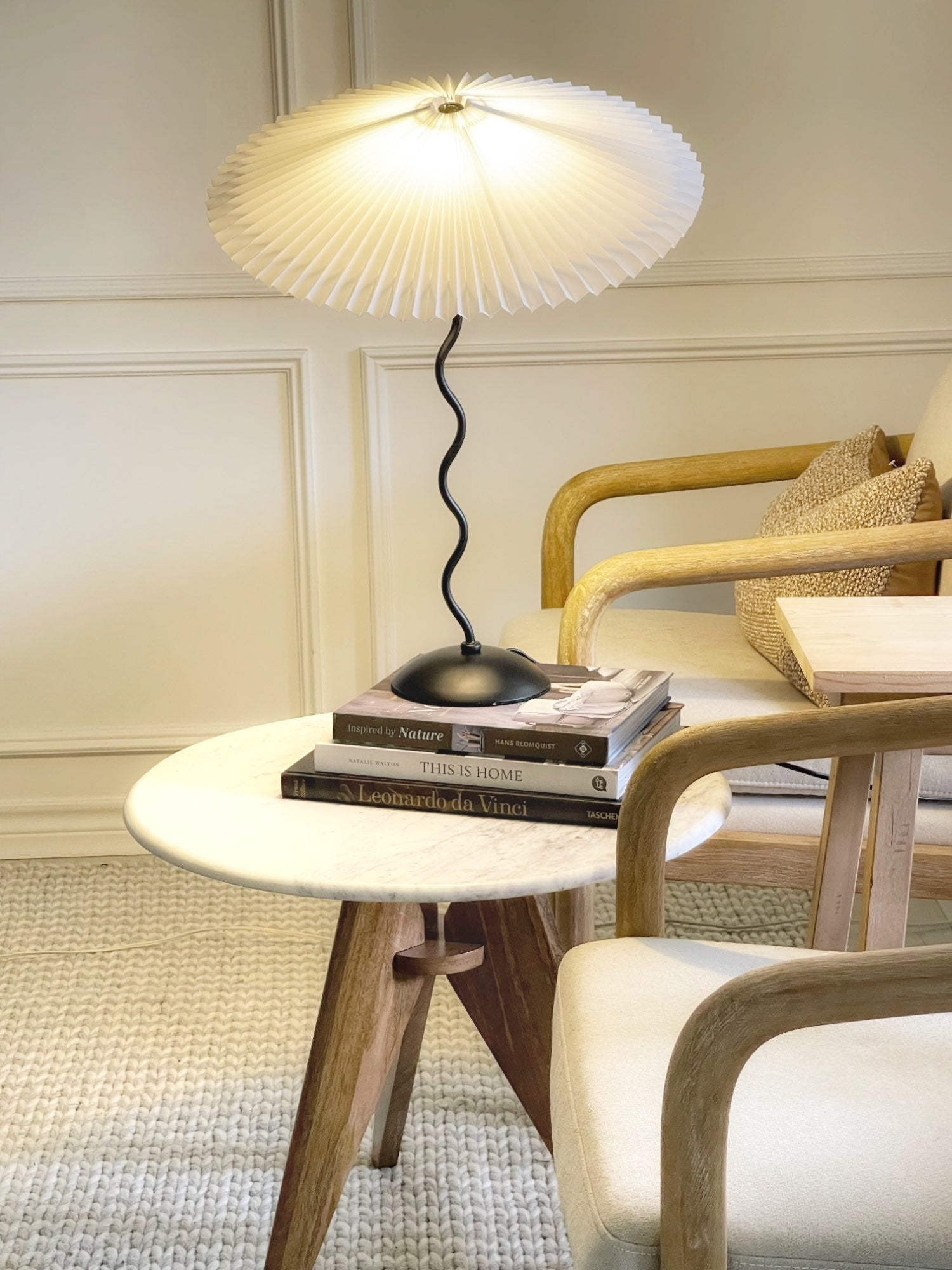 Oreithyia - Wavy Stem Pleated Shade Table Lamp