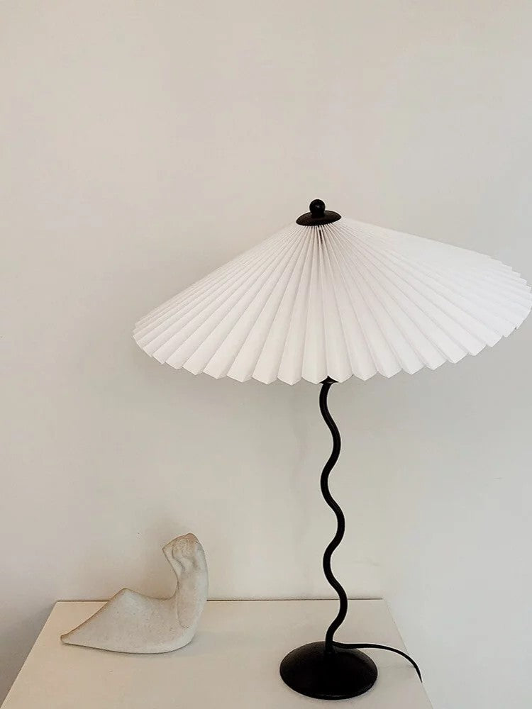 Oreithyia - Wavy Stem Pleated Shade Table Lamp