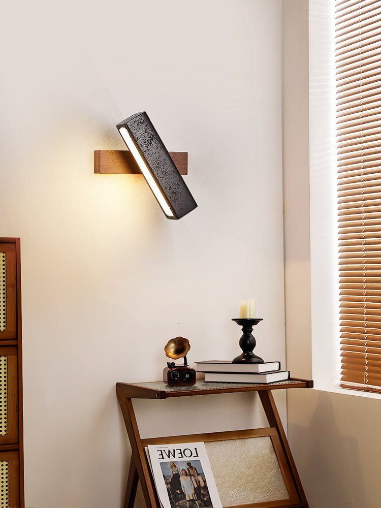 Thebe - Pivoting Black Travertine Wall Light