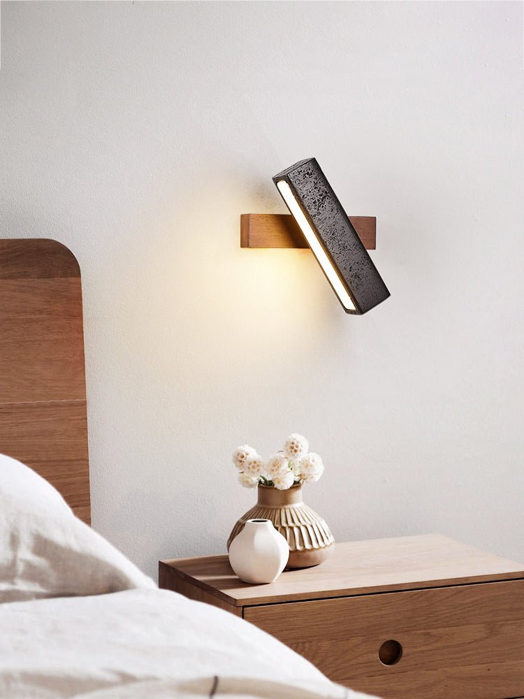 Thebe - Pivoting Black Travertine Wall Light