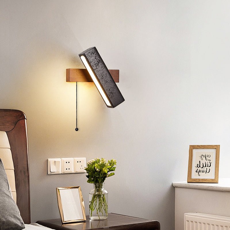 Thebe - Pivoting Black Travertine Wall Light