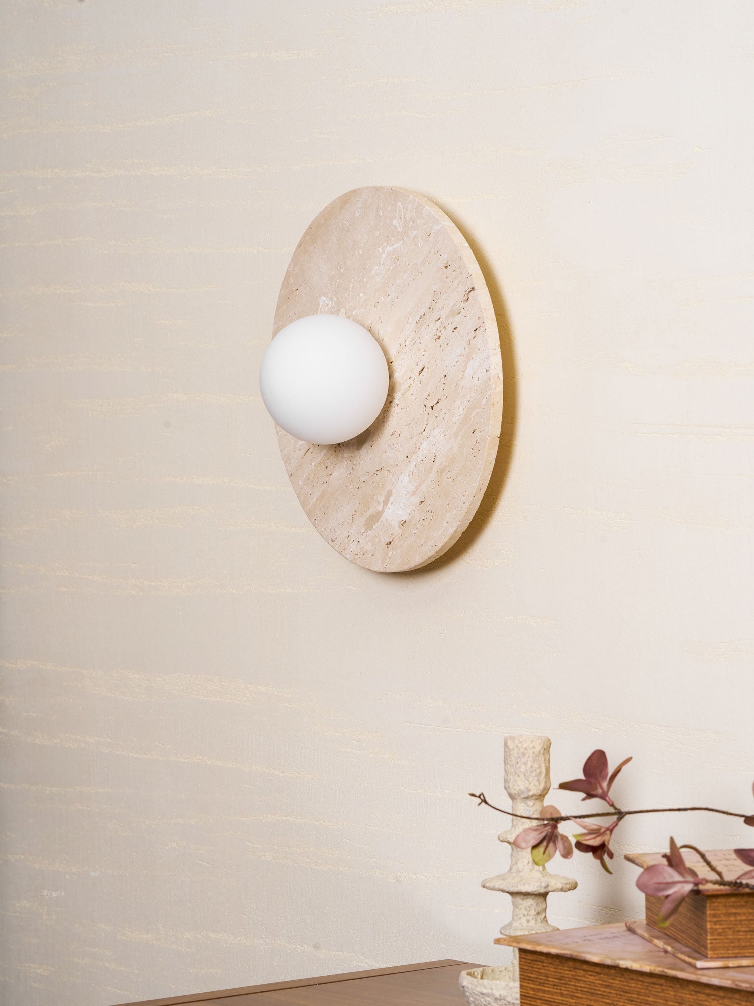 Pallas - Round Travertine Wall Light