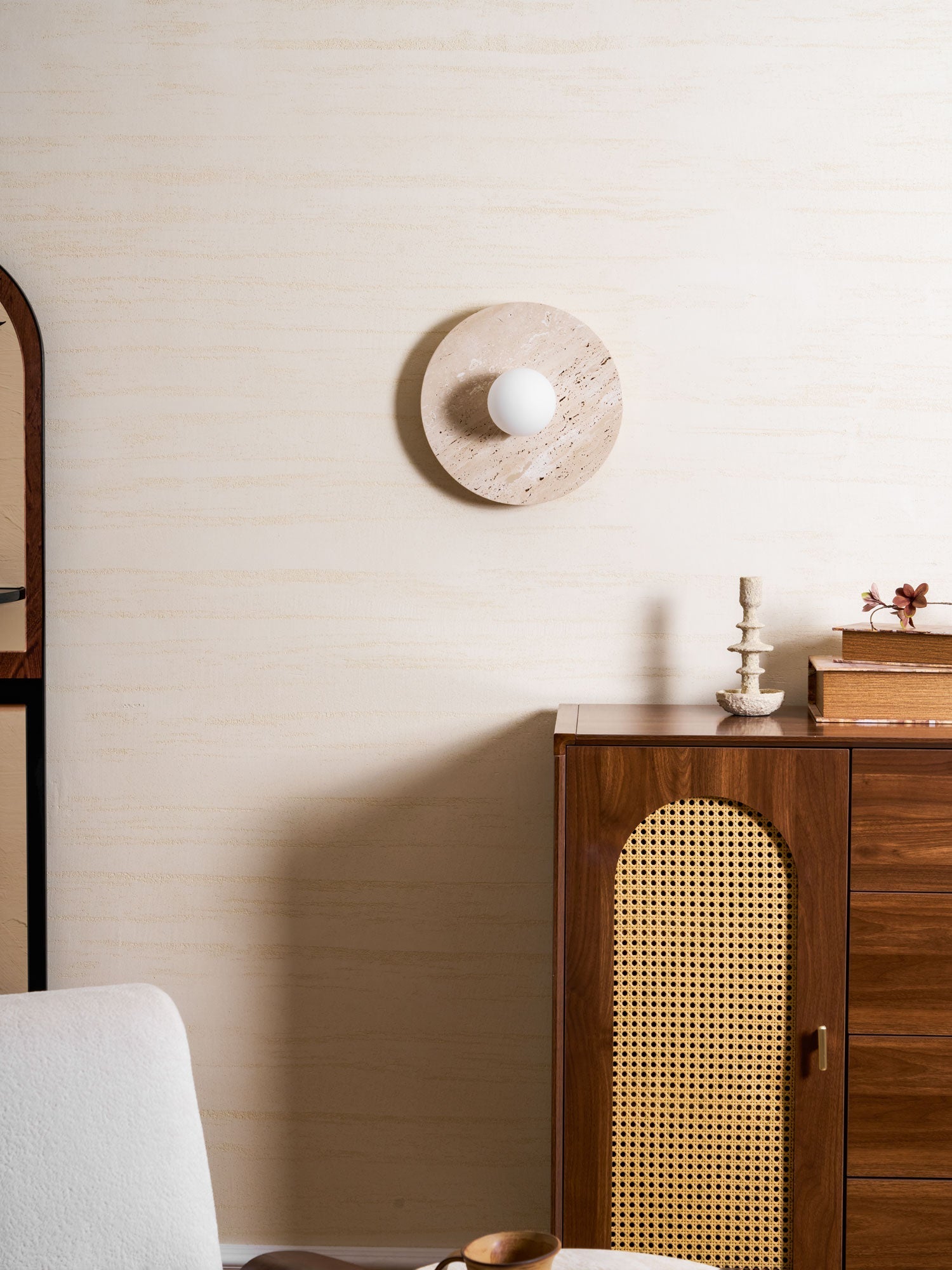 Pallas - Round Travertine Wall Light