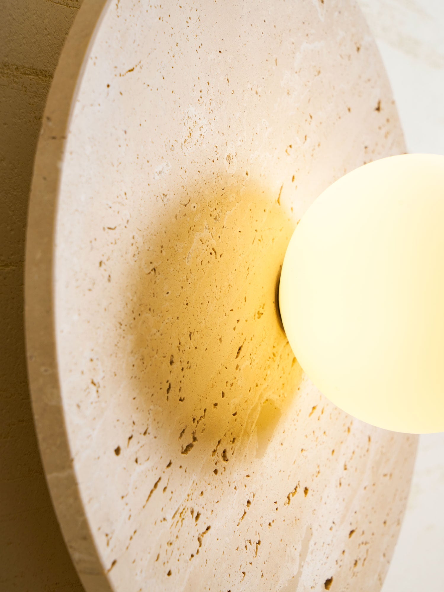 Pallas - Round Travertine Wall Light