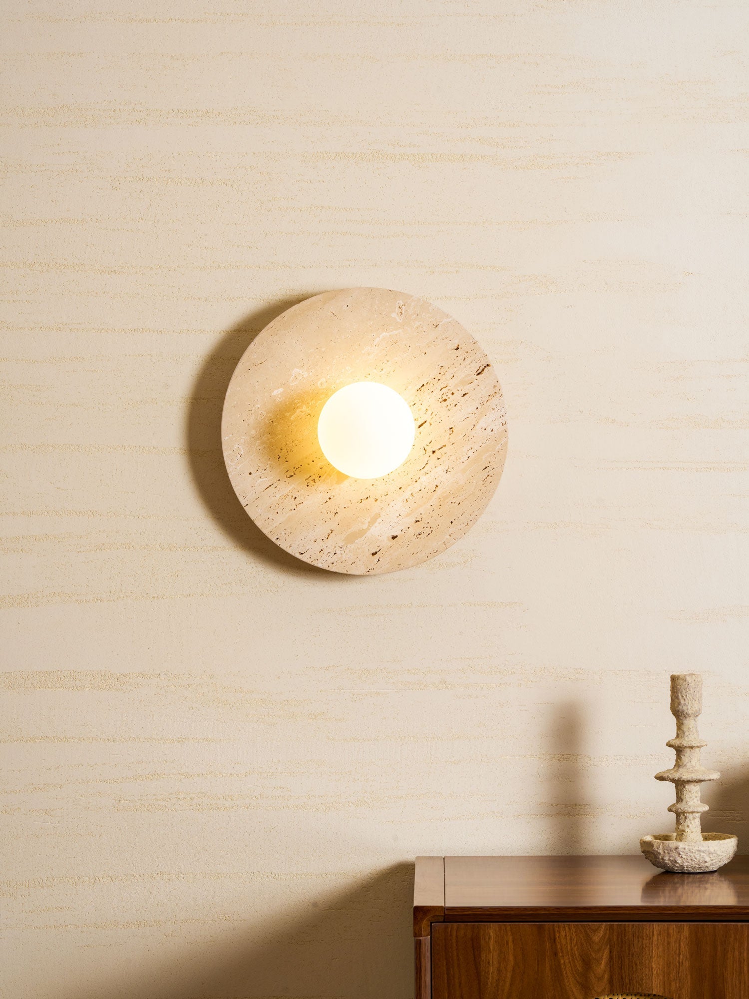 Pallas - Round Travertine Wall Light