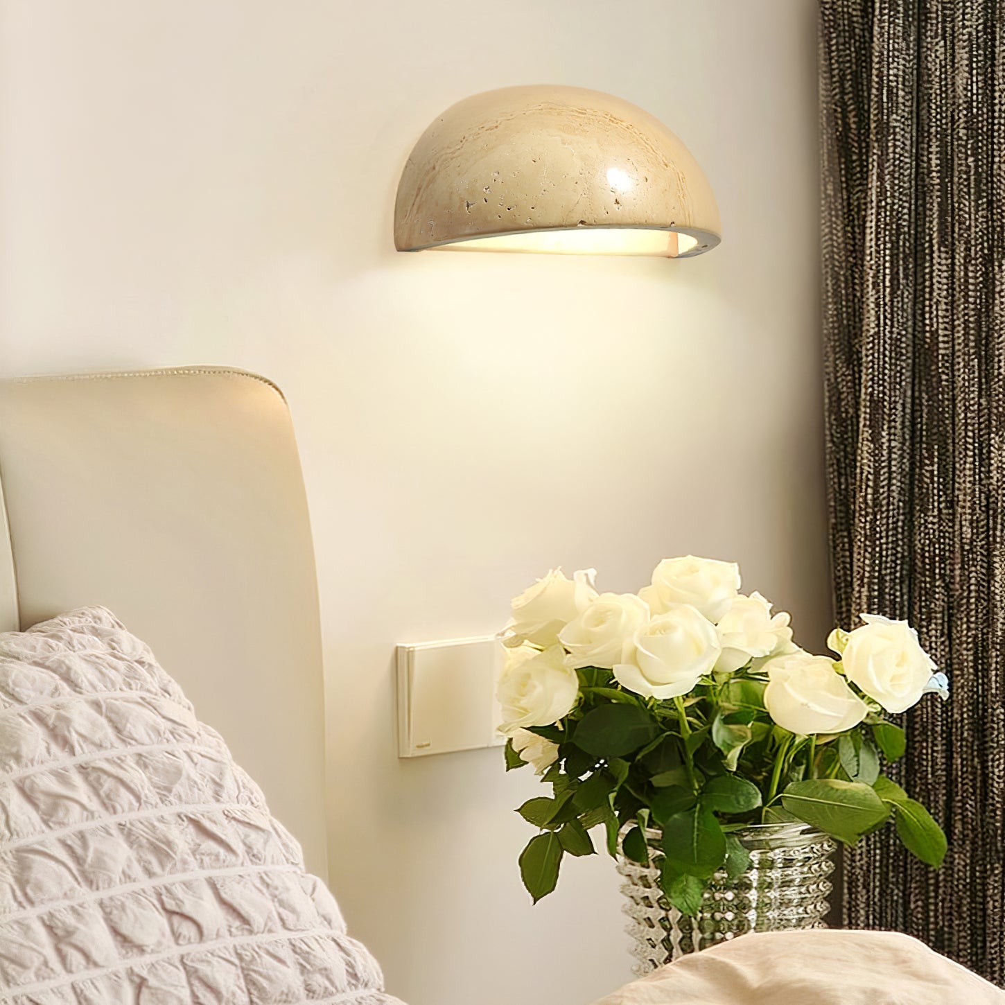 Nemertes - Half-Dome Travertine Wall Light