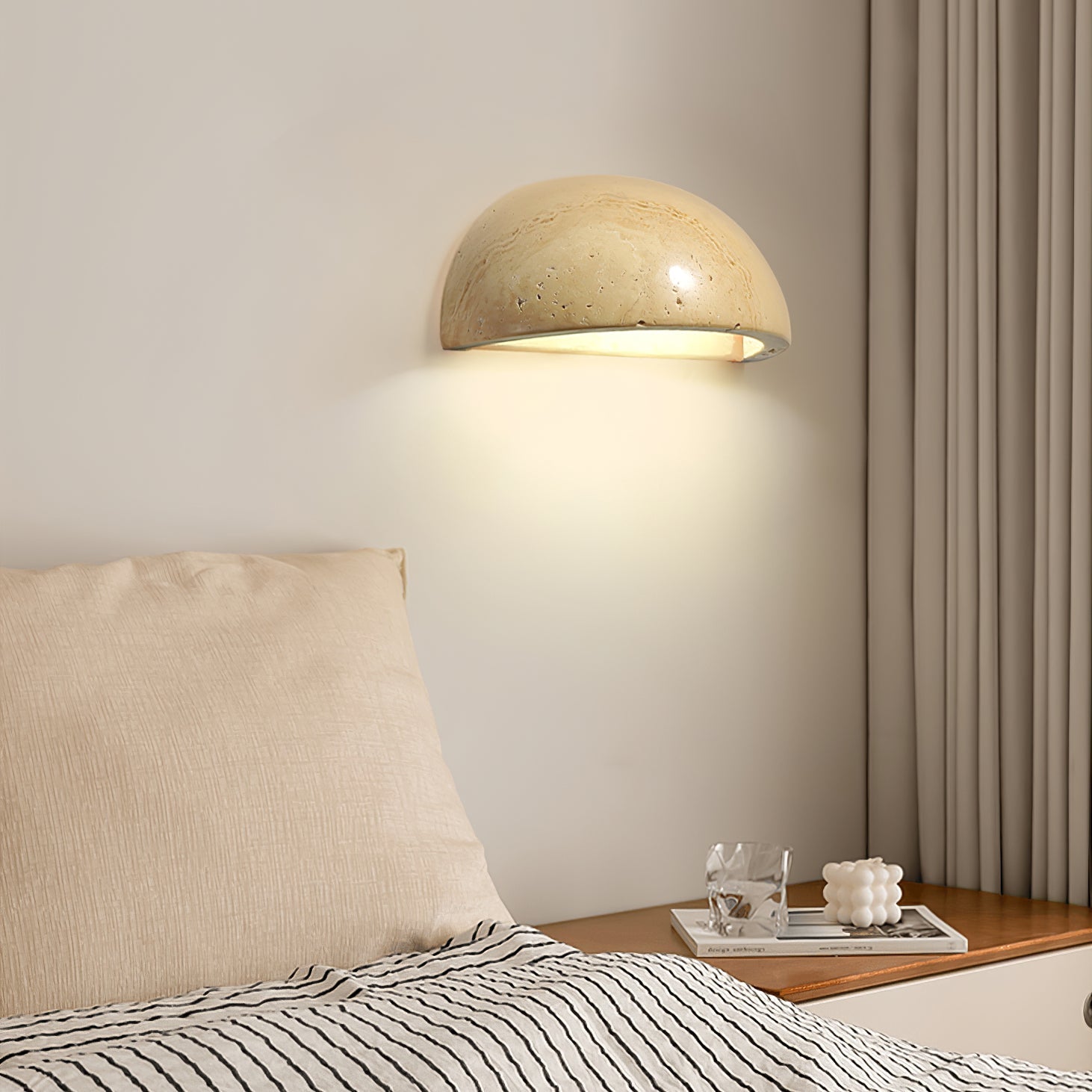 Nemertes - Half-Dome Travertine Wall Light