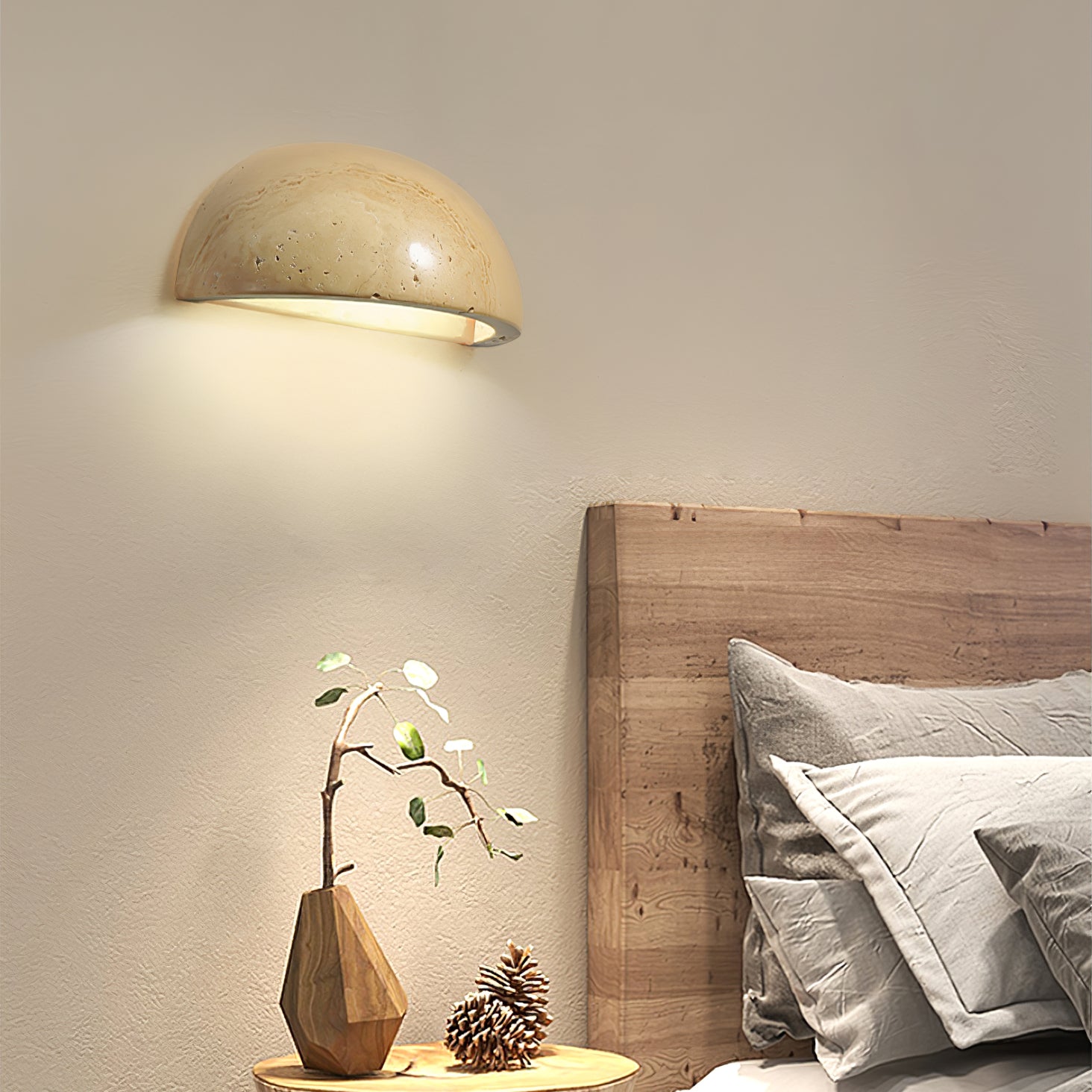 Nemertes - Half-Dome Travertine Wall Light