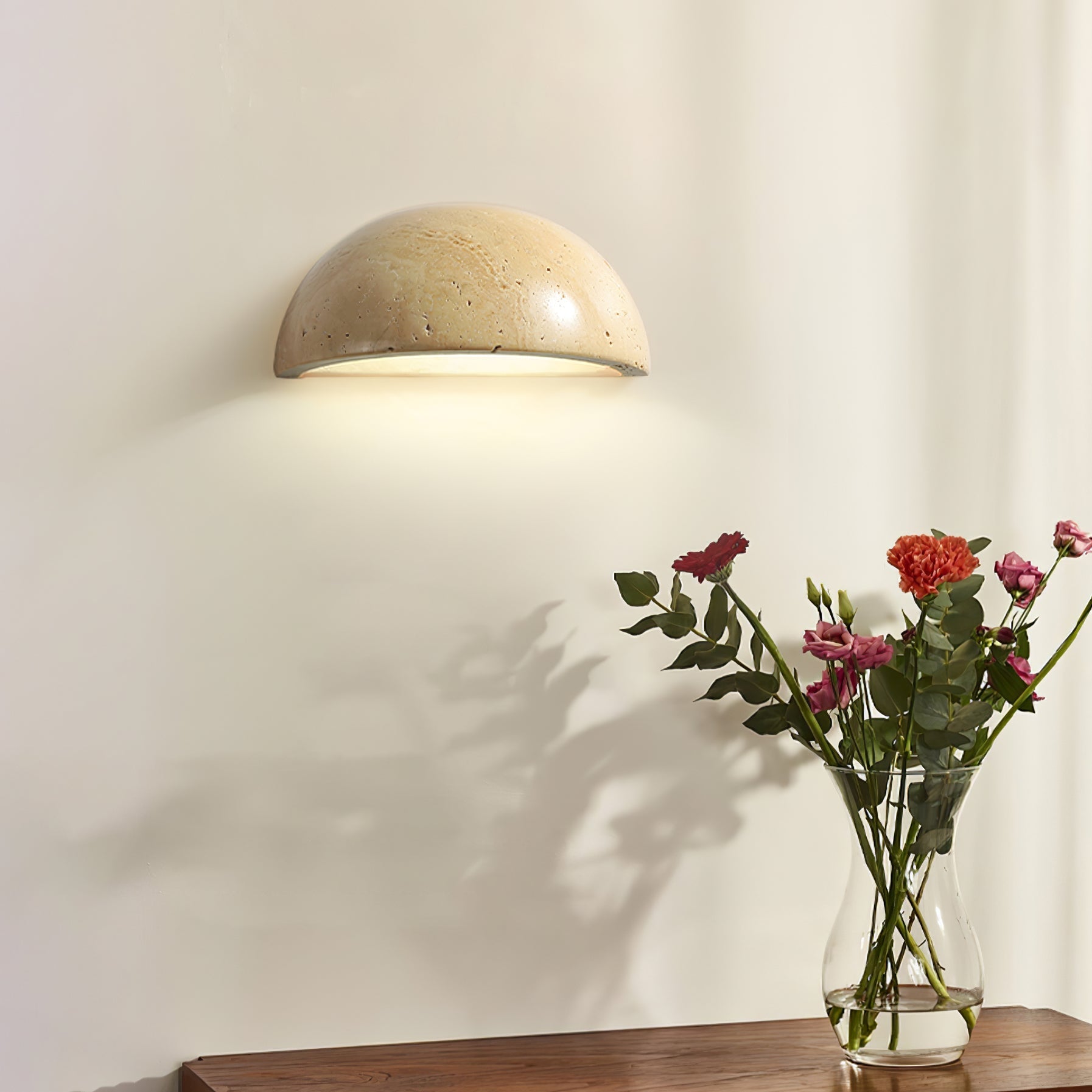 Nemertes - Half-Dome Travertine Wall Light
