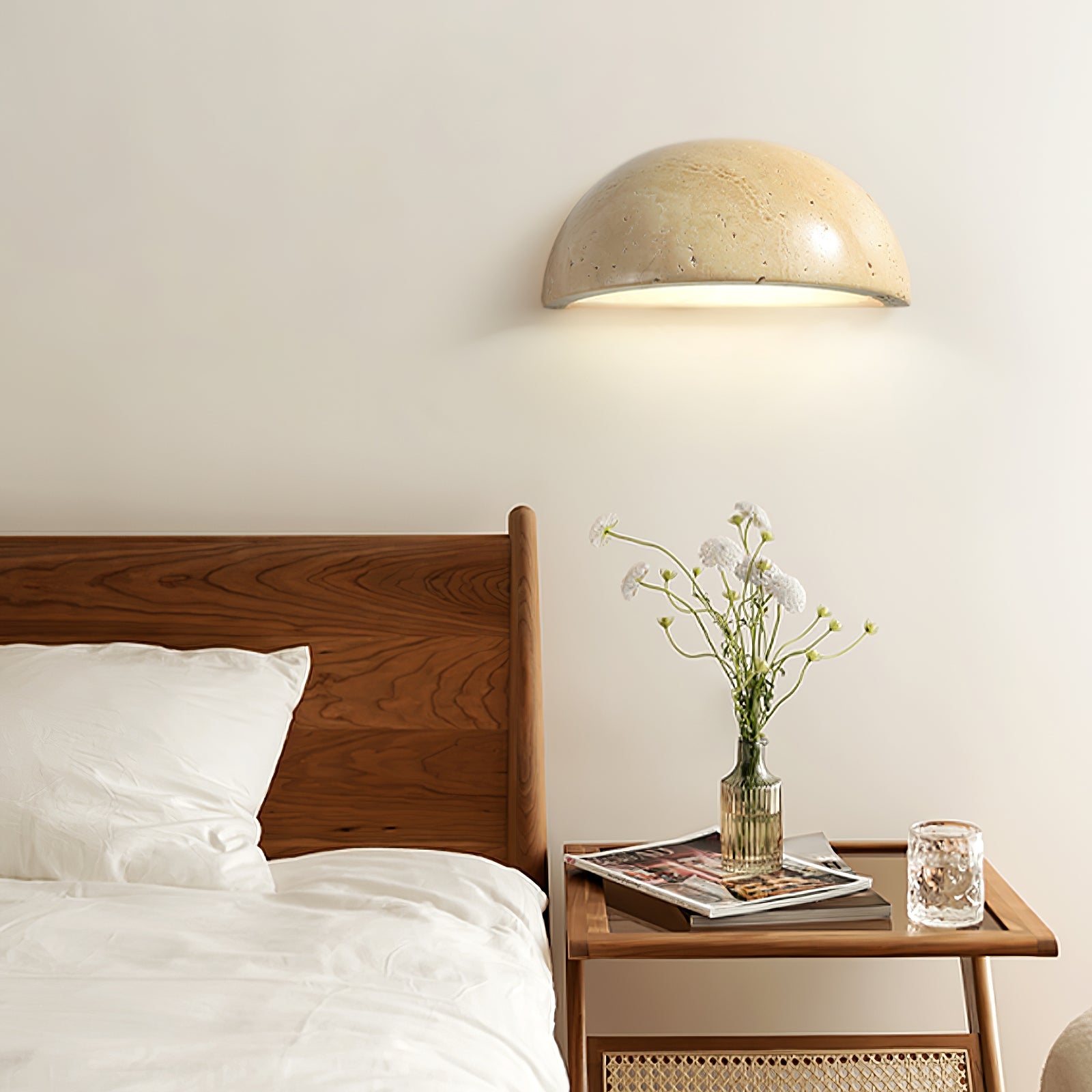 Nemertes - Half-Dome Travertine Wall Light