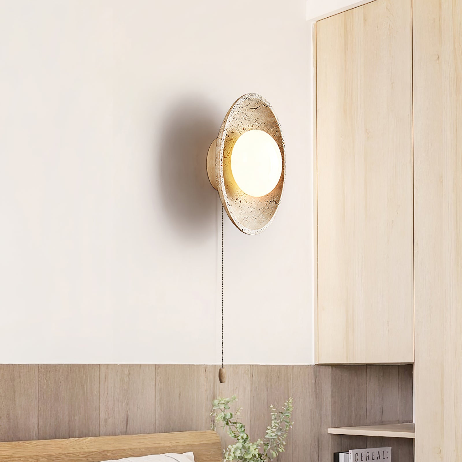 Pallas - Round Travertine Wall Light