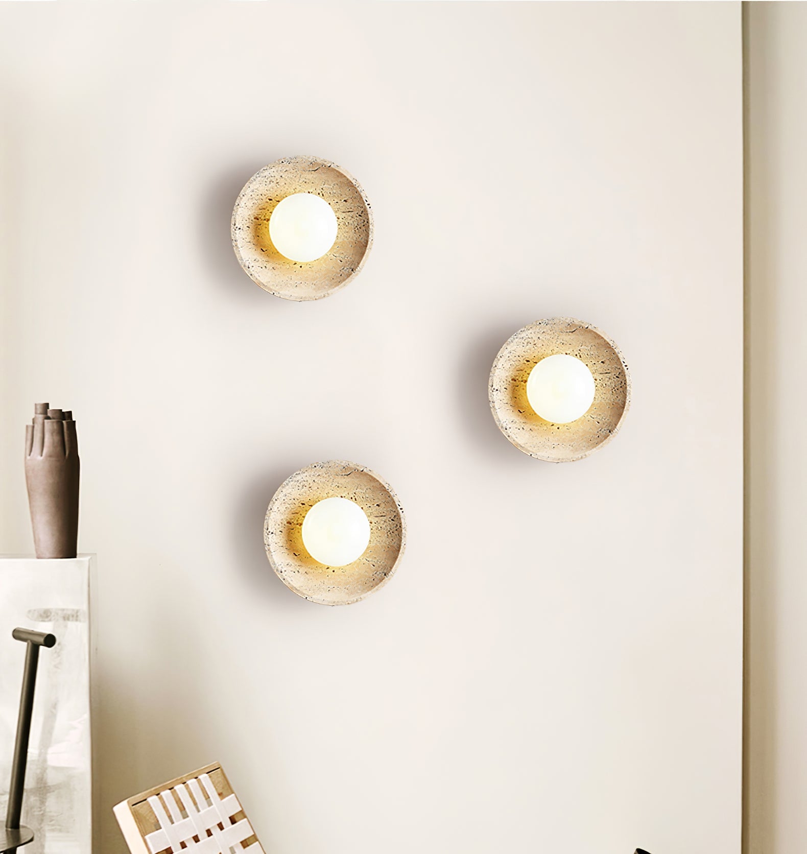 Pallas - Round Travertine Wall Light