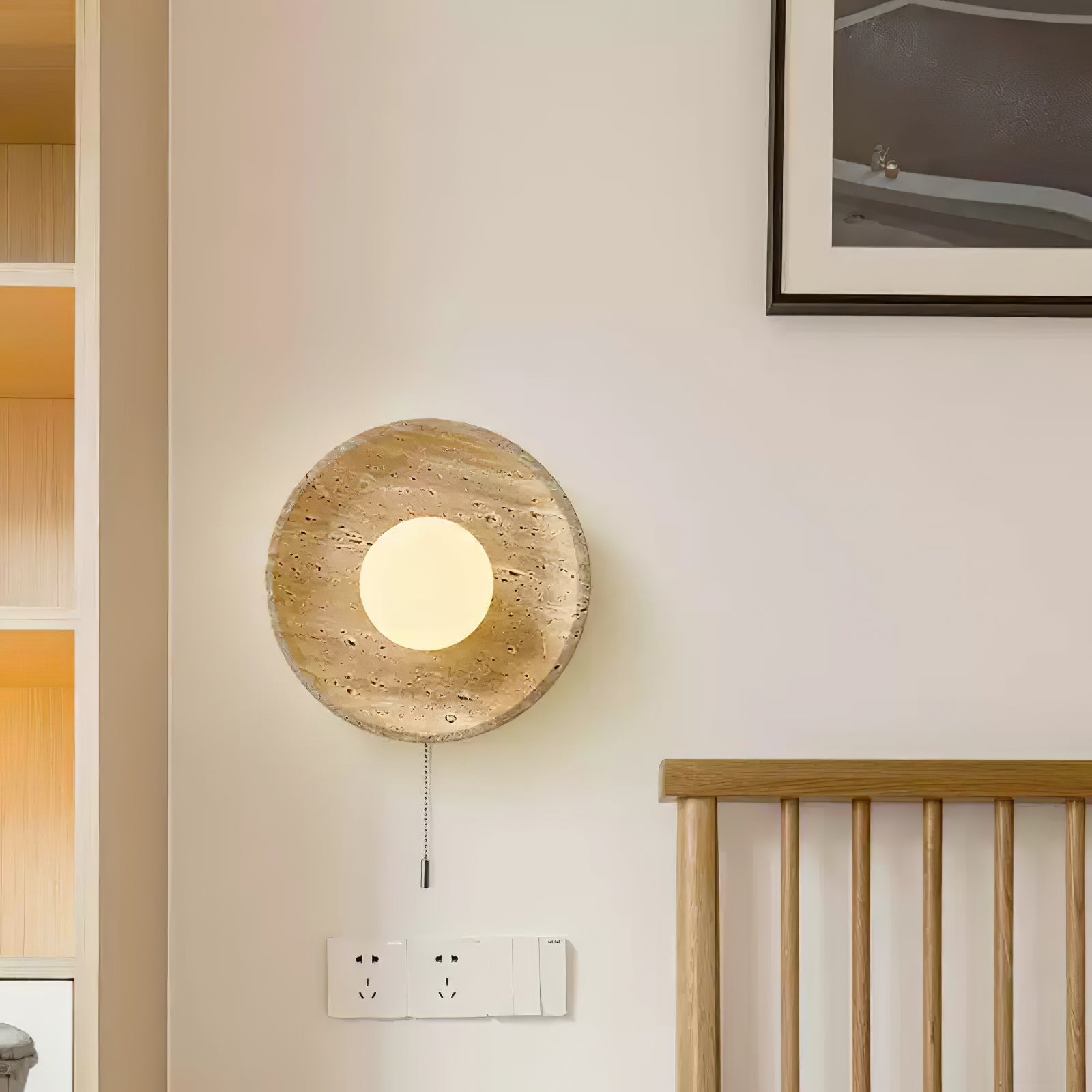 Pallas - Round Travertine Wall Light