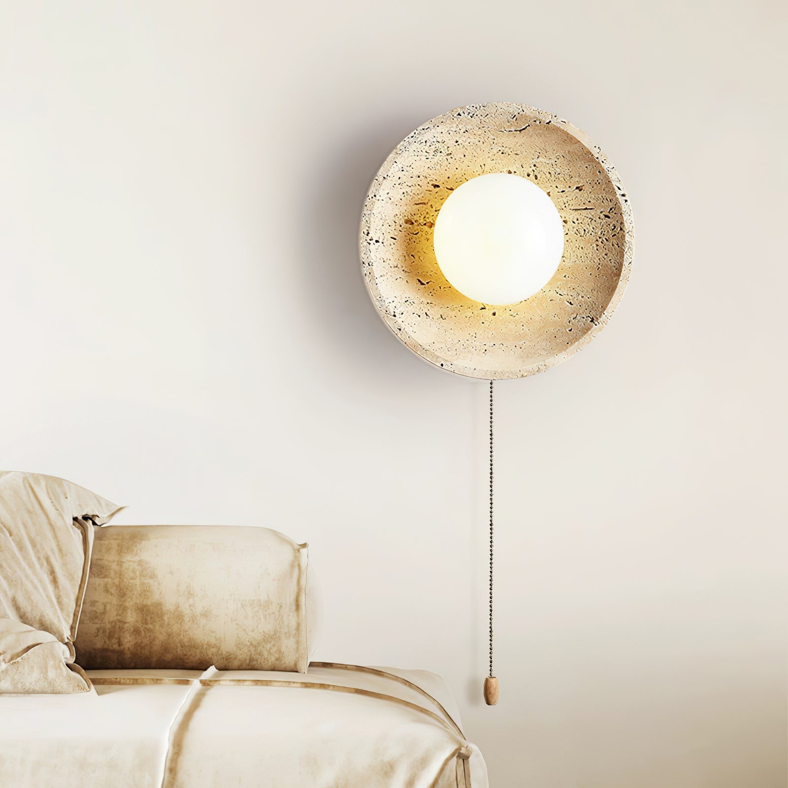 Pallas - Round Travertine Wall Light