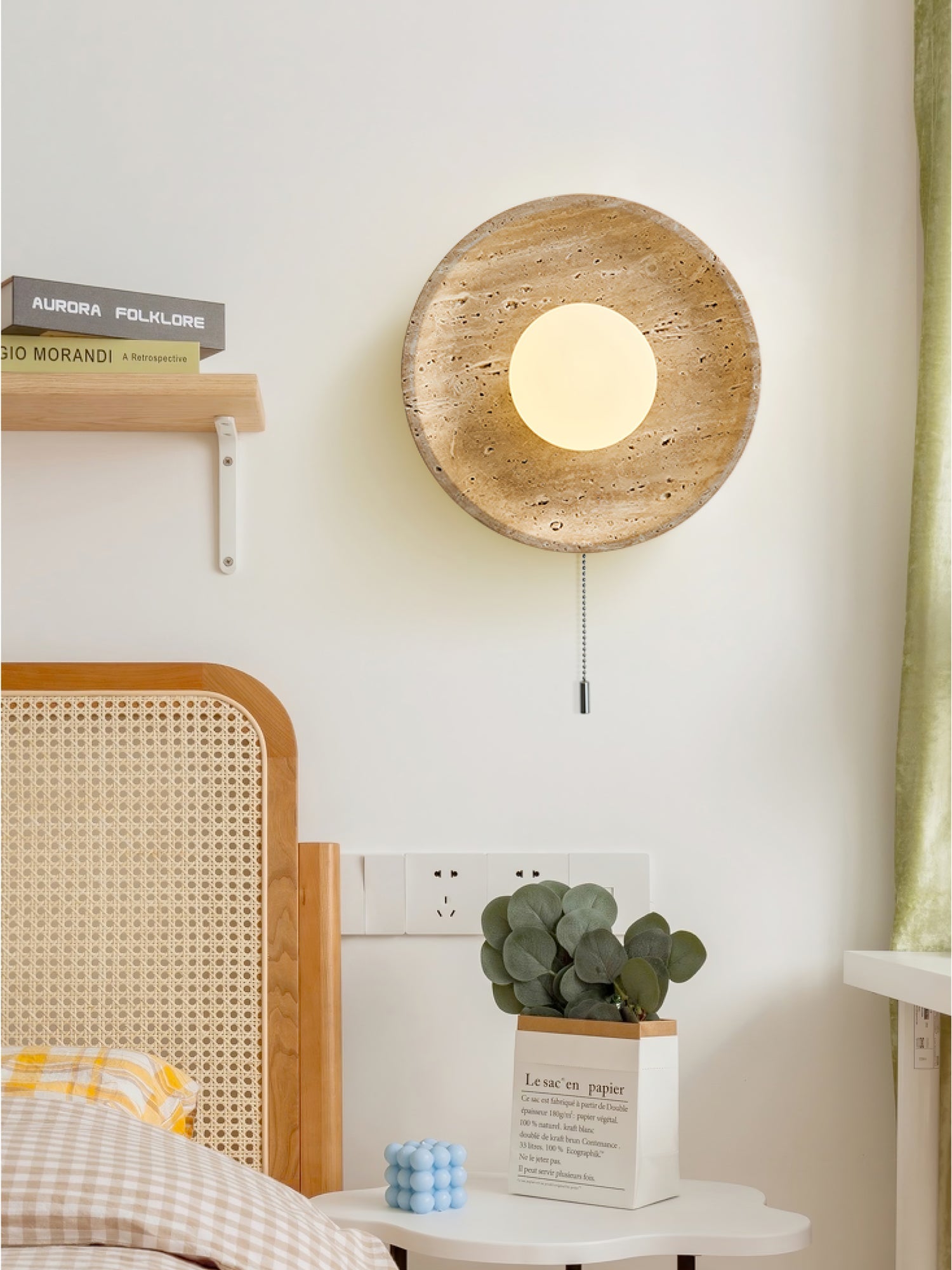 Pallas - Round Travertine Wall Light