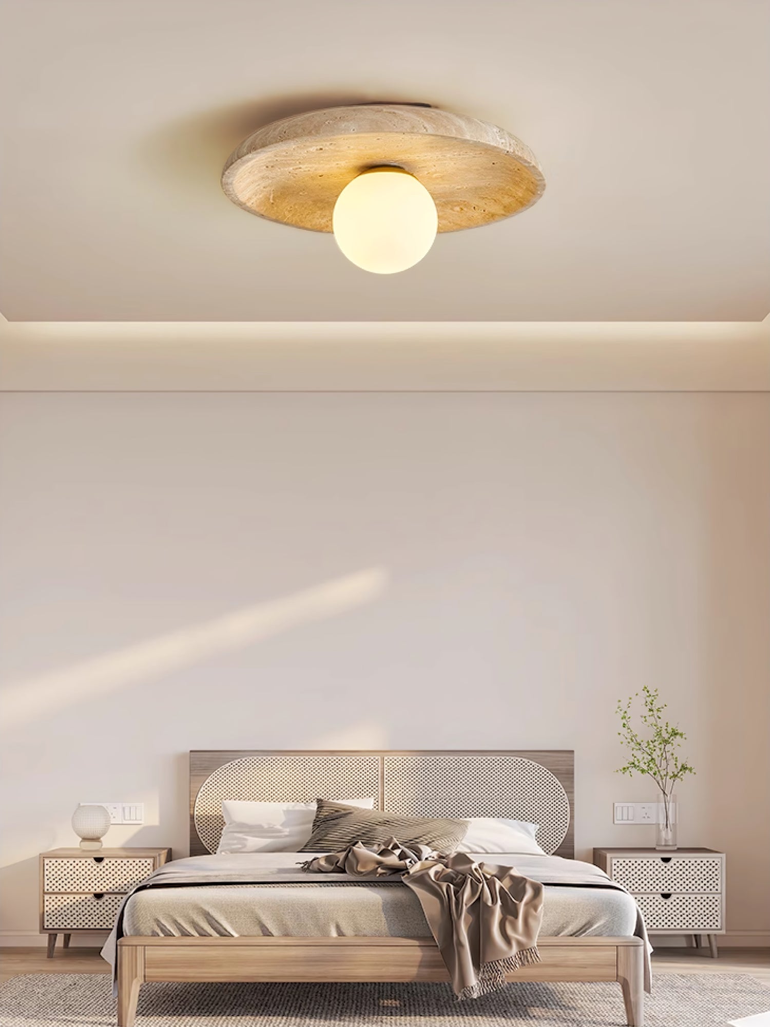 Pallas - Round Travertine Wall Light