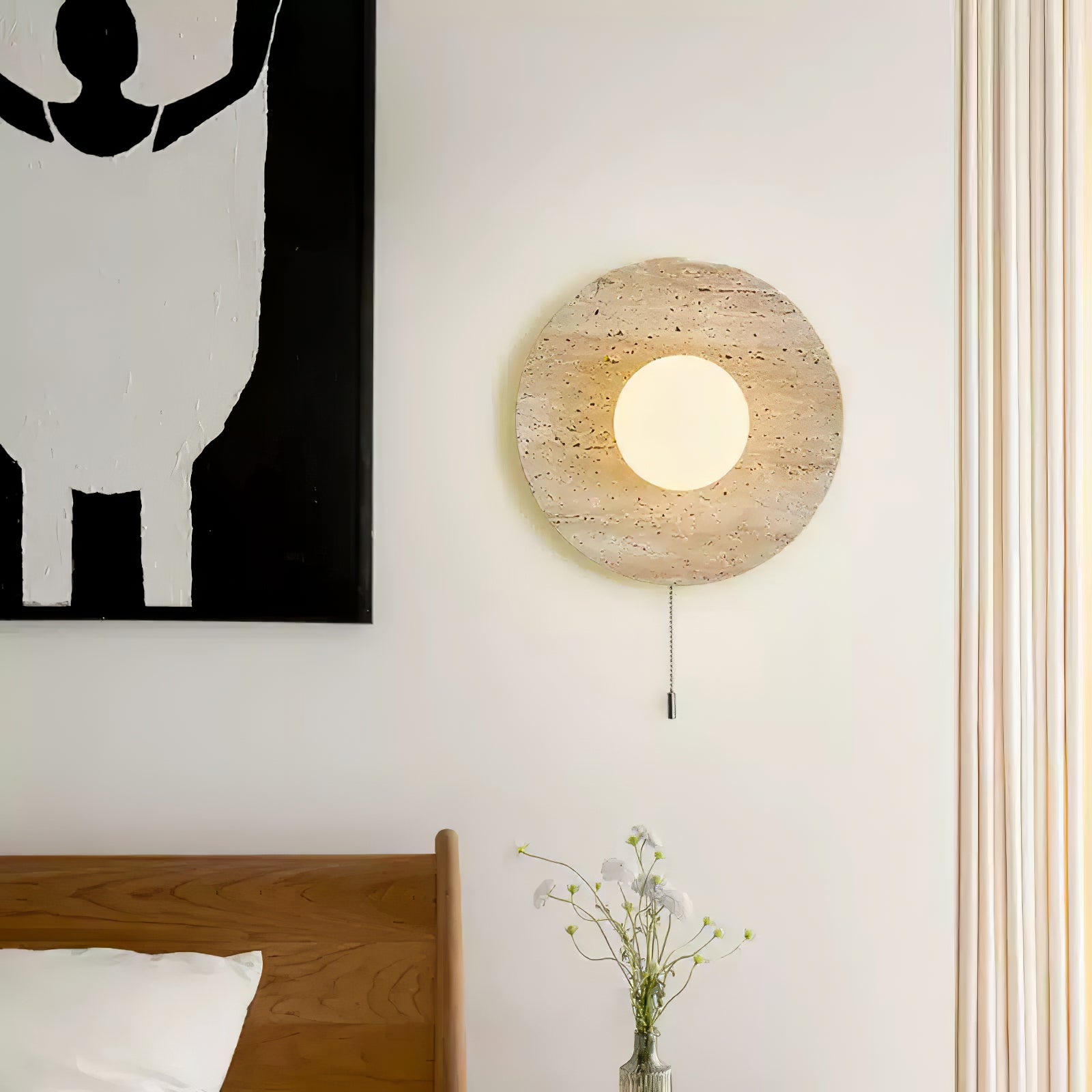 Pallas - Round Travertine Wall Light