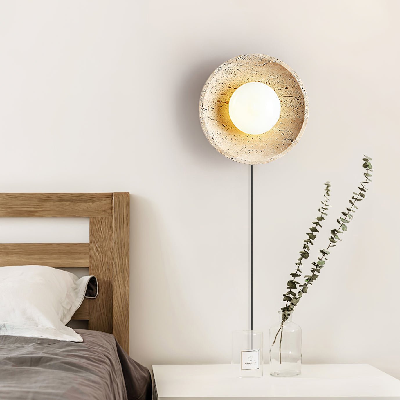 Artemis - Plug-in Travertine Wall Light